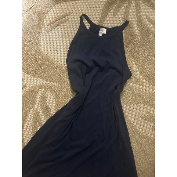 Navy Blue High Neck Francesca’s A-line Mini Dress - Picture 1 of 3